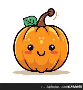 Hand Drawn cute halloween pumpkin in flat style isolated on background