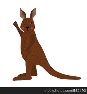 Hand drawn cute kangaroo isolated on white background. Australian animal. Vector illustration.. Hand drawn cute kangaroo isolated on white.