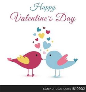 Hand drawn cute lovers birds and heart valentine’s day. You can use for postcard, brochure, advertising, etc. Vector illustration