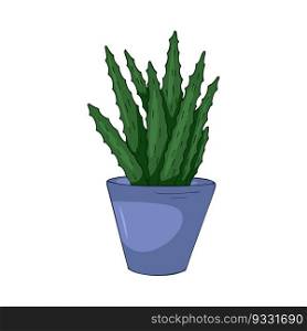 Hand drawn cute∑mer illustration of growing aloe vera in pot.Flat vector home plant Isolated on white background. Hand drawn cute∑mer illustration of growing aloe vera in pot.Flat vector home plant Isolated on white background.