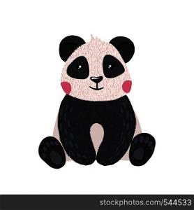 Hand drawn cute panda isolated on white background. Wild animal. Vector illustration.. Hand drawn cute panda isolated on white.