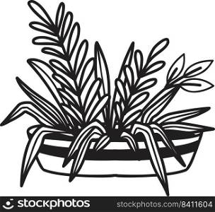 Hand Drawn cute Pots for growing vegetables and fruits illustration isolated on background