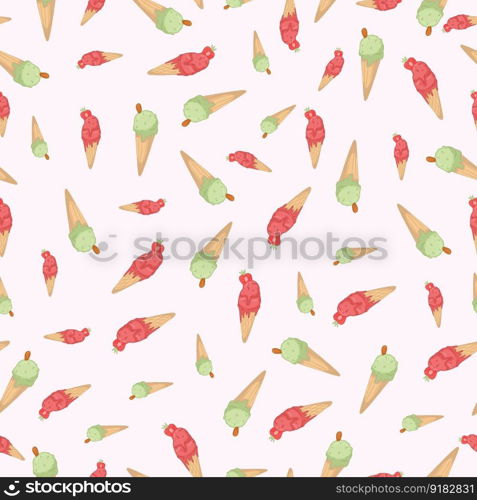 Hand-drawn Cute seamless pattern with ice cream. Can be used for wrapping paper, gift wrapping, textiles, etc. Hand-drawn Cute seamless pattern with ice cream. Can be used for wrapping paper, gift wrapping, textiles, etc.