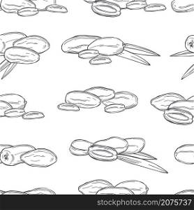 Hand drawn dates fruits. Vector seamless pattern . Dates fruits. Vector pattern.