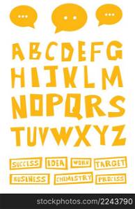 Hand Drawn Decorative Cartoon ABC Letters. Vector illustration. Great Font for Business Presentations or Schemes.