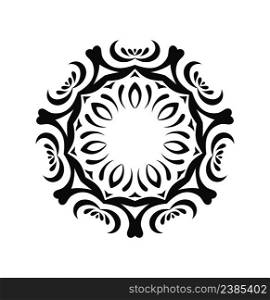 Hand drawn decorative snowflake design elements. Black ornate snowflake isolated on background.. Mandala. Round ornament pattern set.