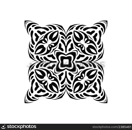 Hand drawn decorative snowflake design elements. Black ornate snowflake isolated on background.. Mandala. Round ornament pattern set.