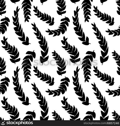 Hand drawn delicate decorative vintage leaves in black and white. Elegant seamless pattern. Vector illustration.