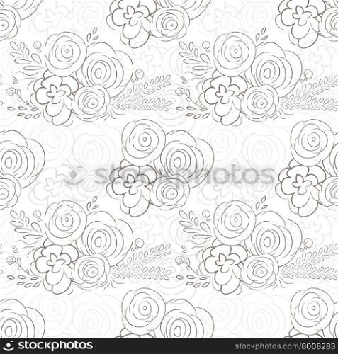 Hand drawn delicate decorative vintage seamless pattern with blossom flowers. Vector illustration