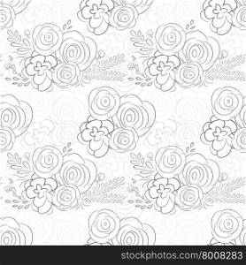 Hand drawn delicate decorative vintage seamless pattern with blossom flowers. Vector illustration