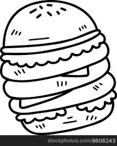 Hand Drawn delicious hamburgers illustration isolated on background
