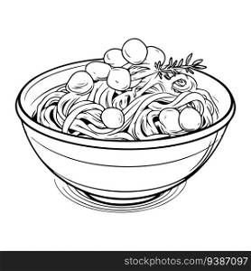 Hand Drawn delicious noodles in doodle style isolated on background