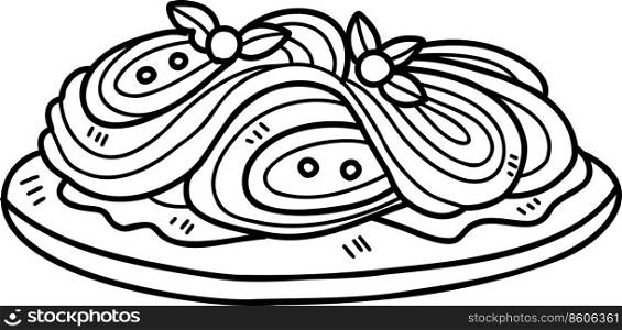 Hand Drawn delicious spaghetti illustration isolated on background