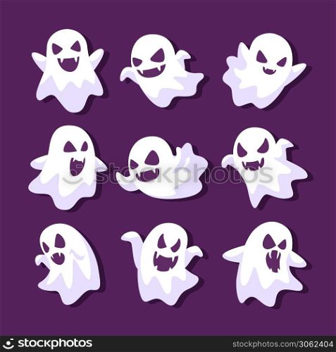 Hand drawn design halloween ghost set