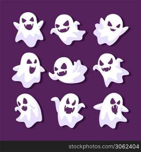 Hand drawn design halloween ghost set