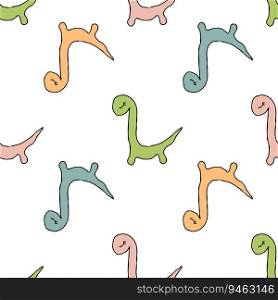Hand drawn diplodocus dinosaurs seamless pattern. Childish print for tee, paper, textile and fabric. Simple vector illustration for decor and design.