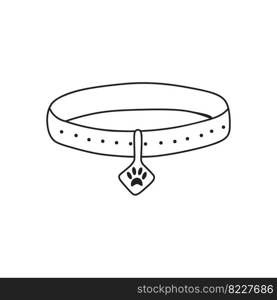 Hand drawn doodle cute Dog or Cat collar.Pets stuff and supply concept Vet symbol. Vector illustration