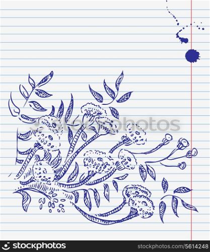 Hand-drawn doodle floral background