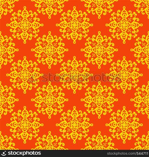 Hand-drawn doodle floral seamless pattern. Vector illustration.Warm summer background