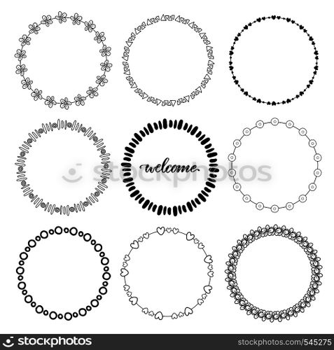 Hand drawn doodle frames. Vector decorative elements.. Hand drawn doodle frames. Vector decorative elements