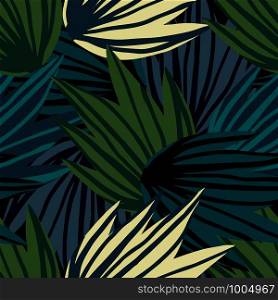 Hand drawn doodle leaves seamless pattern. Contemporary leaf fabric textile design. Trendy backdrop for book covers, wallpapers, design, graphic art, wrapping paper. Vector illustration. Hand drawn doodle leaves seamless pattern. Contemporary leaf fabric textile design.