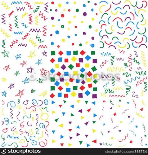 Hand drawn doodle seamless patterns