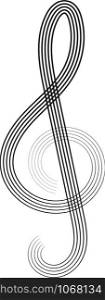 Hand drawn doodle sketch black music treble clef note
