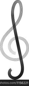 Hand drawn, doodle sketch black music treble clef note
