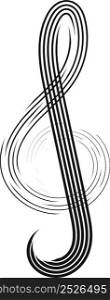 Hand drawn doodle, sketch black music treble clef note