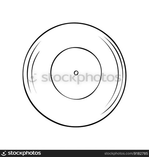 Hand drawn doodle Vector illustration of an old record for a turntable.. Hand drawn doodle Vector illustration of an old record for a turntable