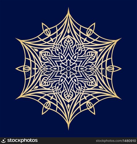 Hand-drawn doodles snowflake, metallic color gradient. Zentangle mandala style. Vector illustration. Hand-drawn doodles snowflake, metallic color gradient.