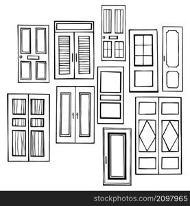 Hand drawn doors. Vector sketch illustration.
