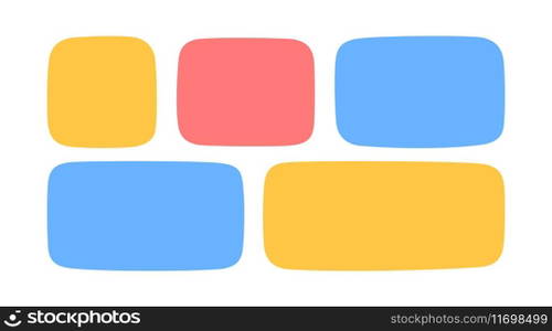 Hand drawn"e frames. Empty rectangle speech bubbles blobs. Doodle organic shape set for social media stories. Quote minimalist frame. Color blank template. Vector illustration on white background.. Hand drawn"e frames. Empty rectangle speech bubbles blobs. Doodle organic shape set for social media stories. Quote minimalist frame. Color blank template. Vector illustration on white background