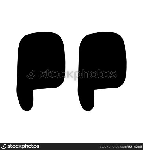 Hand drawn"e icon. Silhouette"e for text and citation phrases in doodle style. Black symbol for speaking and writing. Sign sketch and comment or remark vector illustration