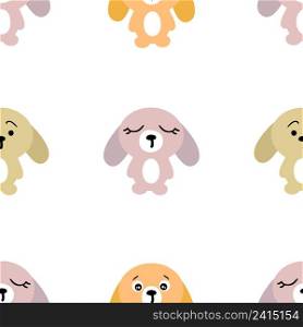Hand drawn Easter bunnies seamless pattern in delicate pastel colors. Perfect for T-shirt, textile and print. Doodle vector illustration for decor and design.