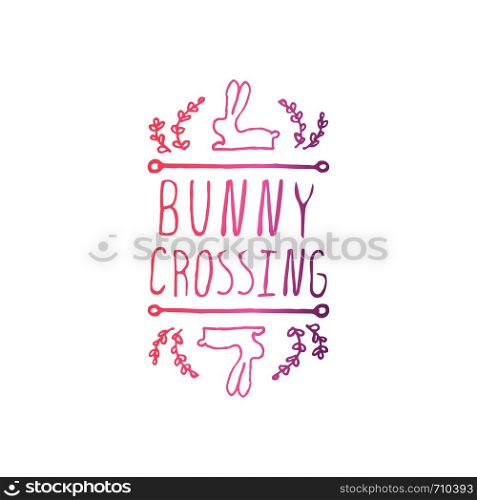 Hand drawn easter typographic element on white background. Bunny crossing. Suitable for print and web. Hand drawn typographic easter element on white background