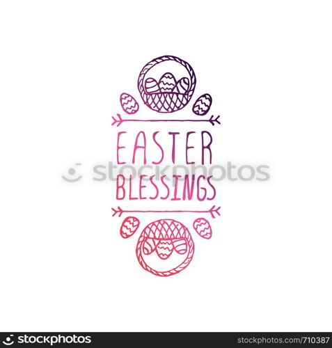 Hand drawn easter typographic element on white background. Easter blessings. Suitable for print and web. Hand drawn typographic easter element on white background