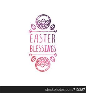 Hand drawn easter typographic element on white background. Easter blessings. Suitable for print and web. Hand drawn typographic easter element on white background