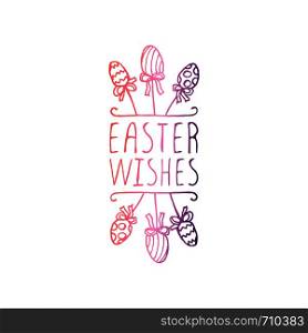 Hand drawn easter typographic element on white background. Easter wishes. Suitable for print and web. Handdrawn Typographic Easter Element on White Background