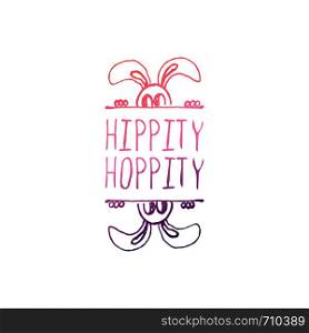 Hand drawn easter typographic element on white background. Hippity hoppity. Suitable for print and web. Hand drawn typographic easter element on white background
