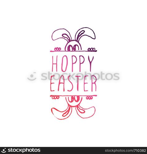 Hand drawn easter typographic element on white background. Hoppy Easter. Suitable for print and web. Handdrawn Typographic Easter Element on White Background