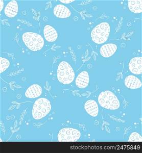 Hand drawn eggs with different ornament and floral elements. Vector seamless pattern for happy Easter day with decorative eggs for fabric print, textilex wrapping paper.. Hand drawn eggs with different ornament and floral elements. Vector seamless pattern for happy Easter day with decorative eggs for fabric print, textilex wrapping paper