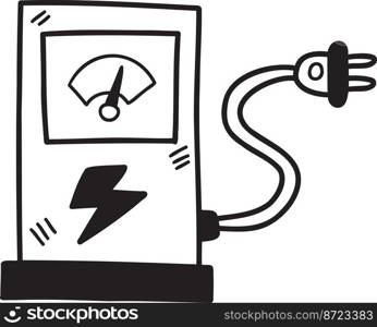 Hand Drawn electric charging station illustration isolated on background