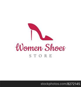 Hand drawn elegant and luxury high heel women’s shoes logo. Template for business, women’s shoe shop, fashion, beauty.