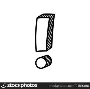 Hand drawn exclamation mark. Hazard warning hand draw symbol. Attention doodle icon. Exclamation mark icon. Vector illustration isolated in doodle style on white background.. Hand drawn exclamation mark. Hazard warning hand draw symbol. Attention doodle icon. Exclamation mark icon. Vector illustration isolated in doodle style on white background