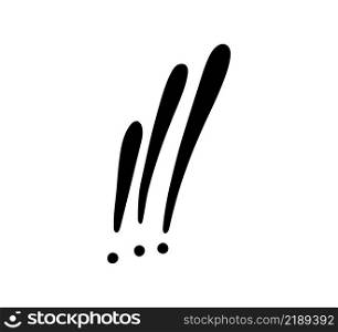 Hand drawn exclamation mark. Hazard warning hand draw symbol. Attention doodle icon. Exclamation mark icon. Vector illustration isolated in doodle style on white background.. Hand drawn exclamation mark. Hazard warning hand draw symbol. Attention doodle icon. Exclamation mark icon. Vector illustration isolated in doodle style on white background