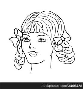 Hand-drawn fashion model. Vector illustration. Woman&acute;s face