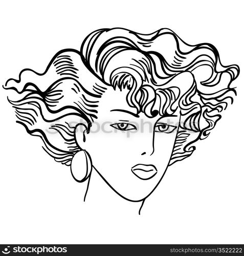 Hand-drawn fashion model. Vector illustration. Woman&acute;s face