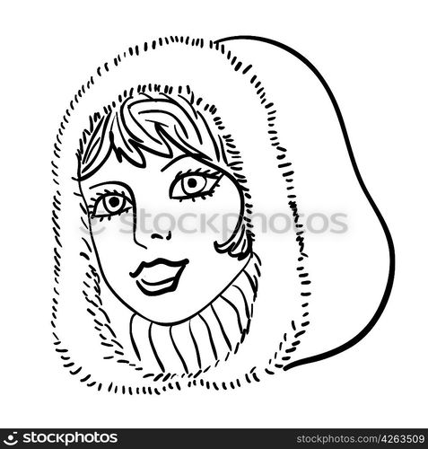 Hand-drawn fashion model. Vector illustration. Woman&acute;s face