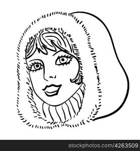 Hand-drawn fashion model. Vector illustration. Woman&acute;s face